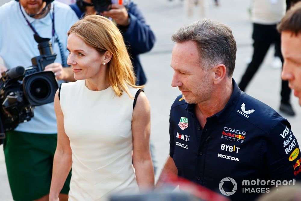 Christian Horner, Team Principal, Red Bull Racing, arrives in the Paddock with his wife, Geri Horner