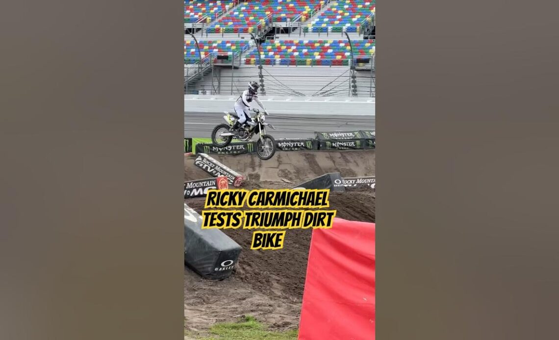 Ricky Carmichael Tests Triumph Dirt Bike on Daytona Supercross Track