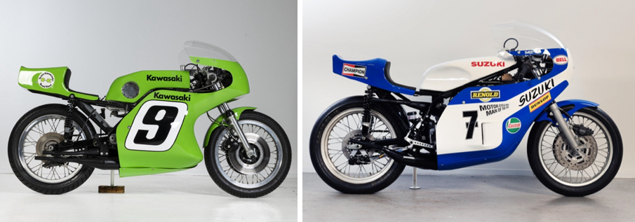 240410 1972 Kawasaki 750cc H2-R Formula 750 Racing Motorcycle - 1974 Suzuki TR750 Formula 750 Racing Motorcycle