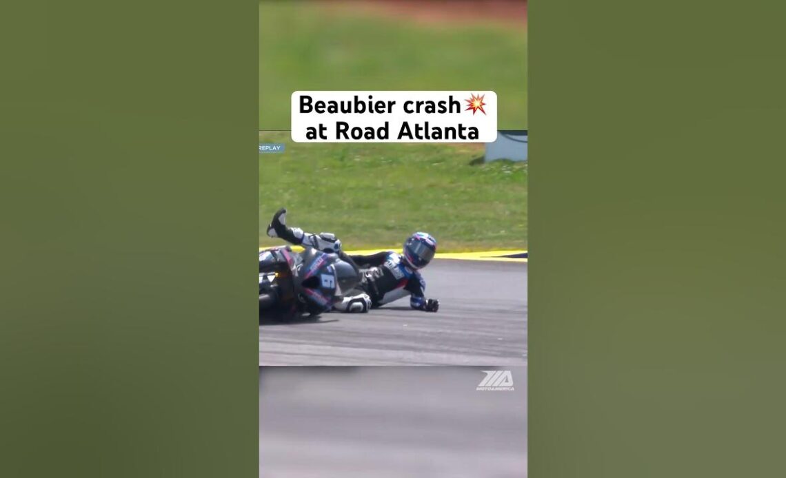 Cameron Beaubier crashes during Superbike qualifying 1 at Road Atlanta. He was ok. #superbike
