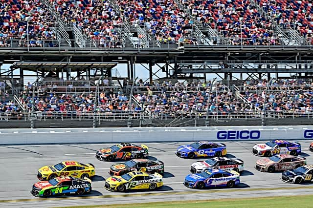 NASCAR Cup Series cars of William Byron, Ryan Blaney and more pack racing at Talladega Superspeedway, NKP