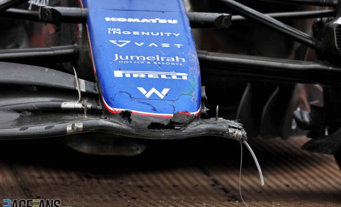 Logan Sargeant's damaged Williams, Suzuka, 2024