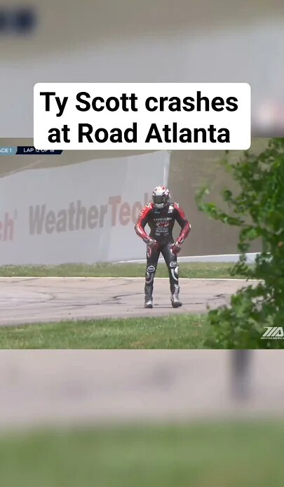 Thankfully, he was not more seriously injured. #motoamerica #motorcycle #crash