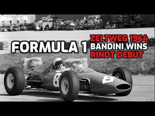Year 1964 - Austrian Grand Prix held for the first time at Zeltweg circuit Lorenzo Bandini aboard a Ferrari achieves his first and only victory in Formula One Jochen Rindt also makes his debut aboard a Brabham.