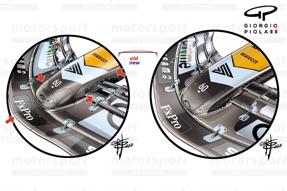 McLaren MCL60 nose comparison