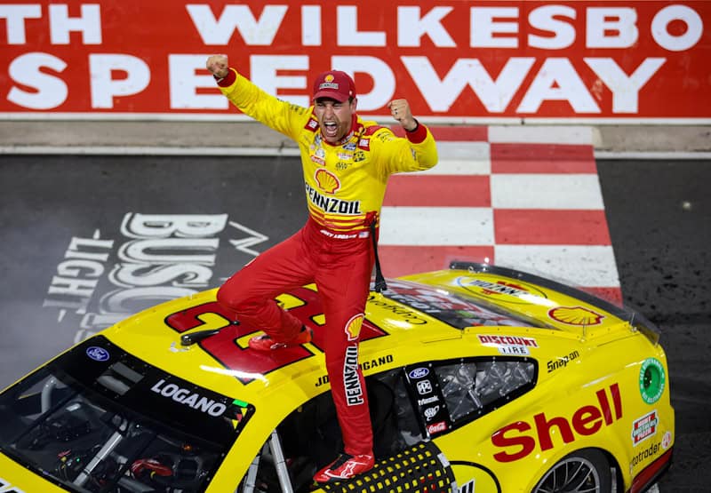 2024 Cup North Wilkesboro All-Star Race Joey Logano woohoo (Credit: James Gilbert/Getty Images via NASCAR Media)