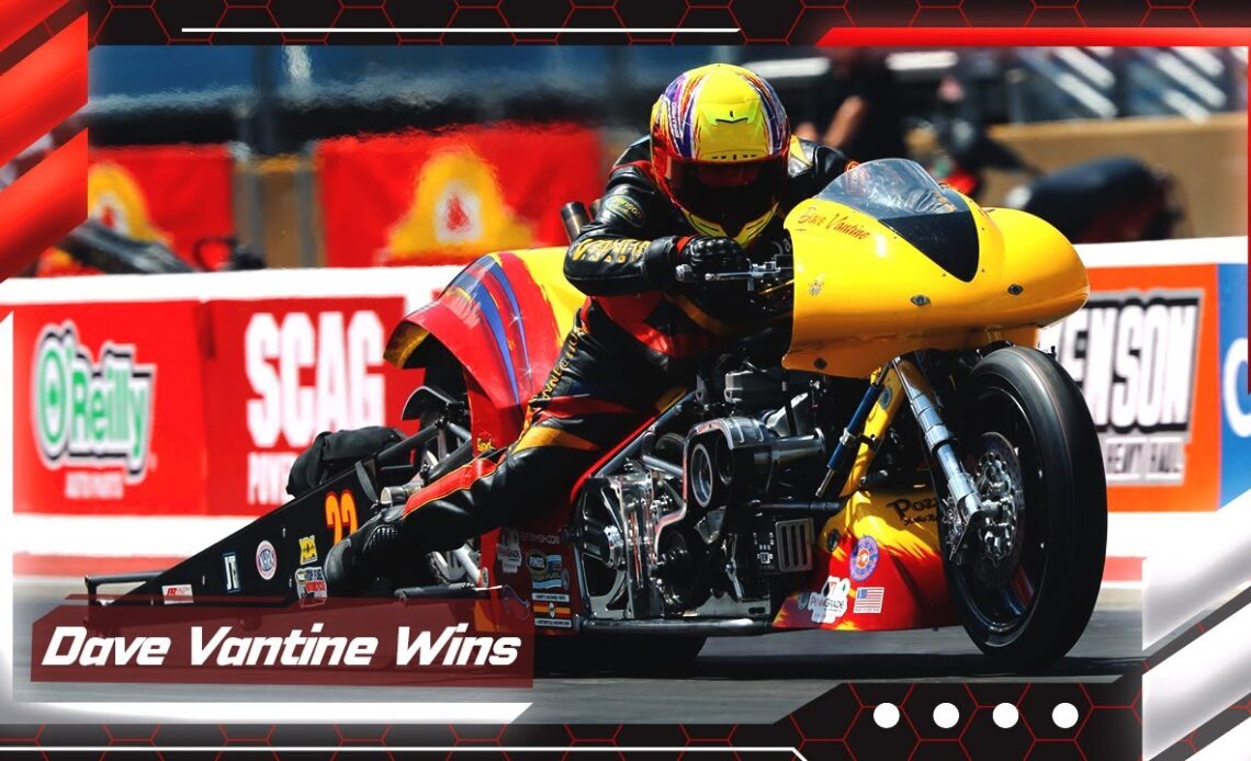 Dave Vantine wins Top Fuel Motorcycle at the Gerber Collision and Glass Route 66 NHRA Nationals