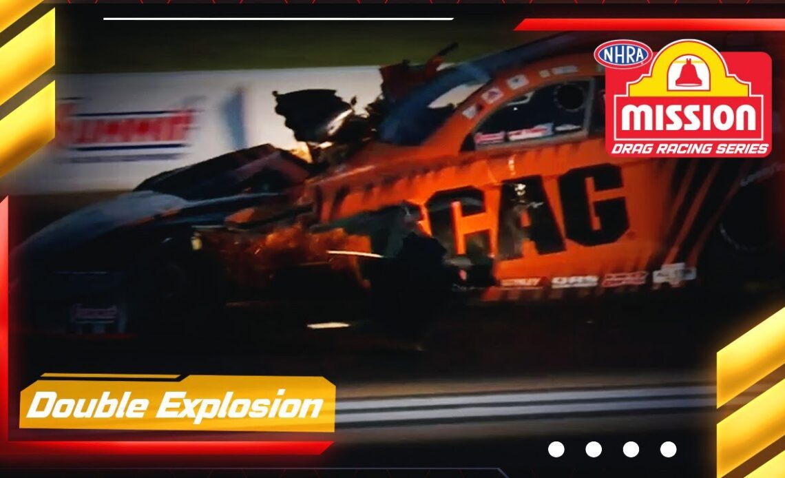 Double Funny Car explosion for Daniel Wilkerson and Chad Green