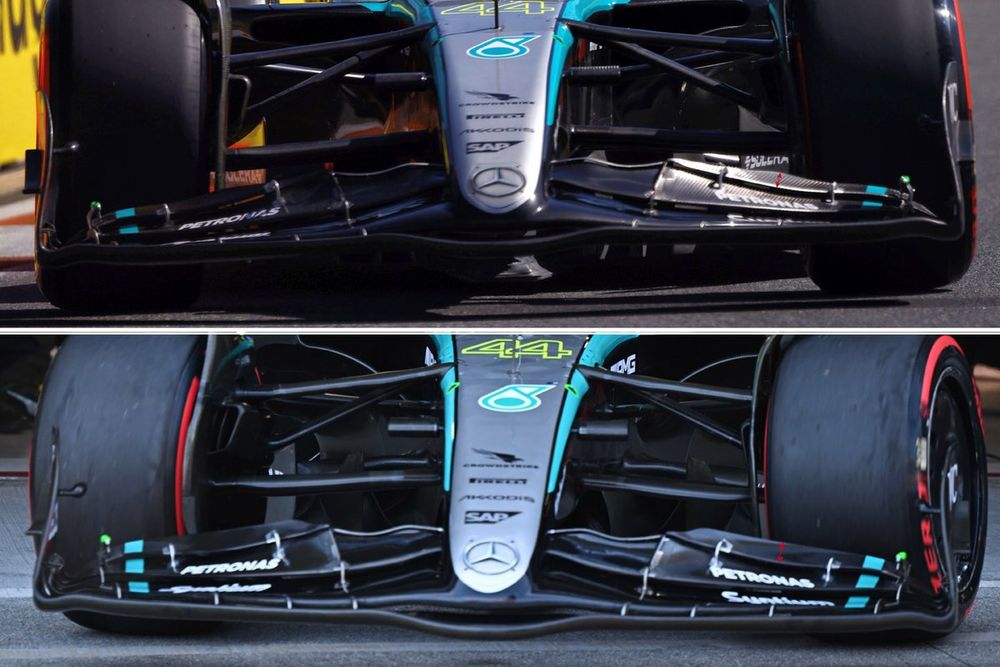 Mercedes W15 front wing comparison