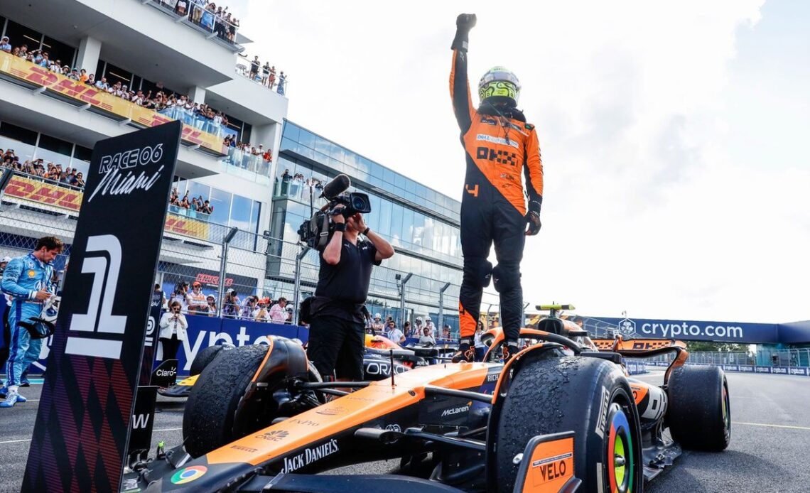 Norris takes advantage of safety car for first win
