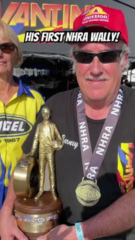 Overcome With Emotion after Winning Top Fuel Motorcycle Wally