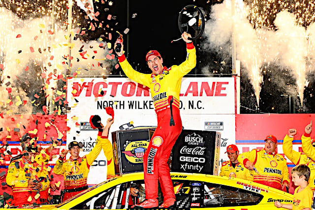 2024 Cup North Wilkesboro All-Star Race Joey Logano celebrates (Credit: NKP)