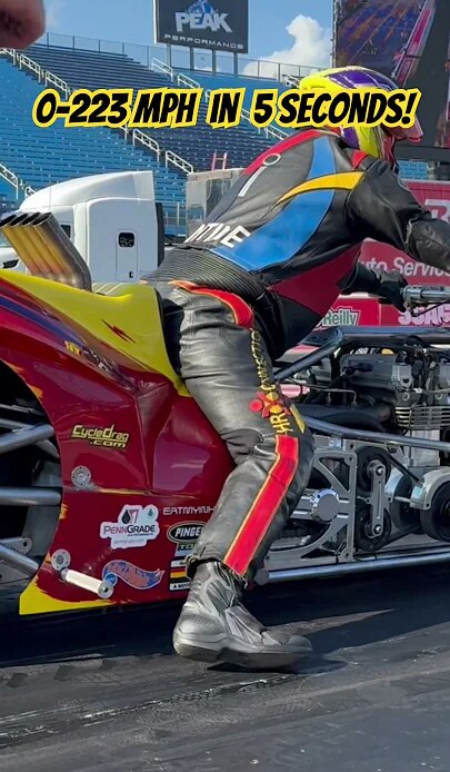 Top Fuel Motorcycle Hits 200 mph in less than 5 seconds! 😮