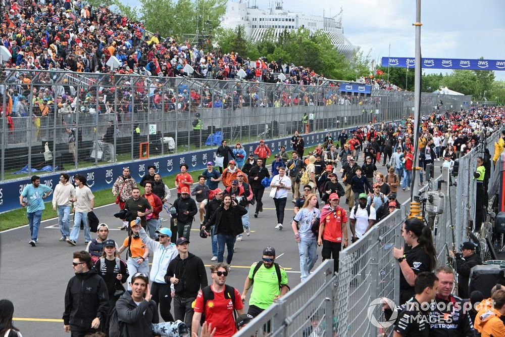 Fans invade the track after the race