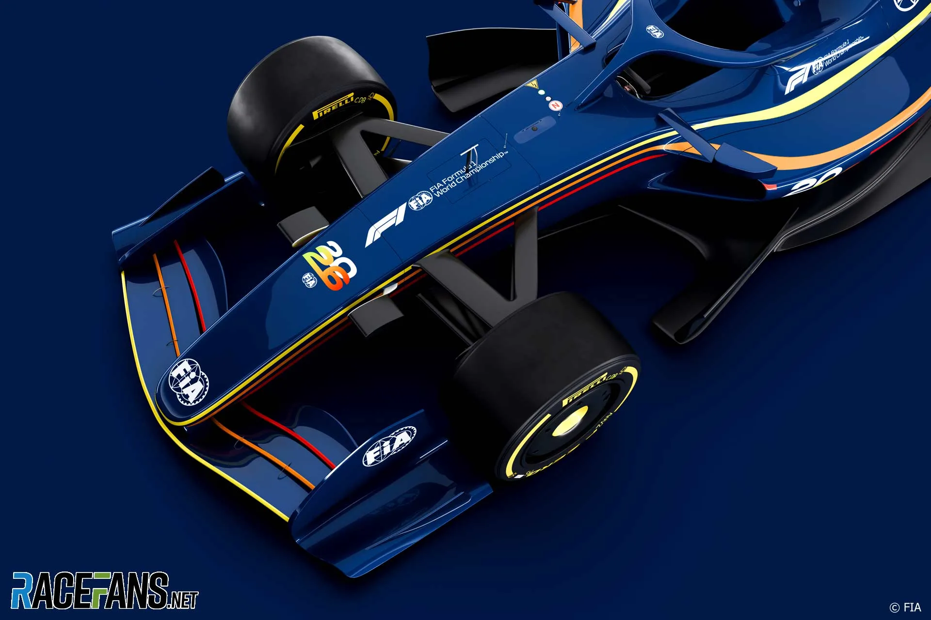 2026 F1 car rendering - front wing and wheels