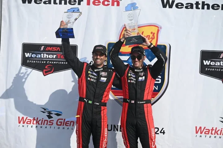 Dane Cameron and Felipe Nasr celebrate their victory in the Sahlen's Six Hours at the Glen, 6/23/2024 (Photo: Phil Allaway)