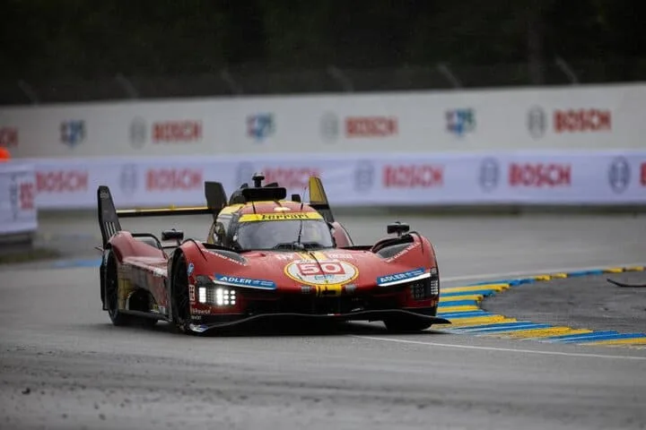 Nicklas Nielsen bares the conditions during the 24 Hours of Le Mans, 6/16/2024 (Photo: Javier Jimenez/DPPI)