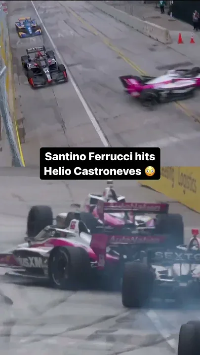 Ferrucci 'bull charges' into Castroneves in Detroit 💥