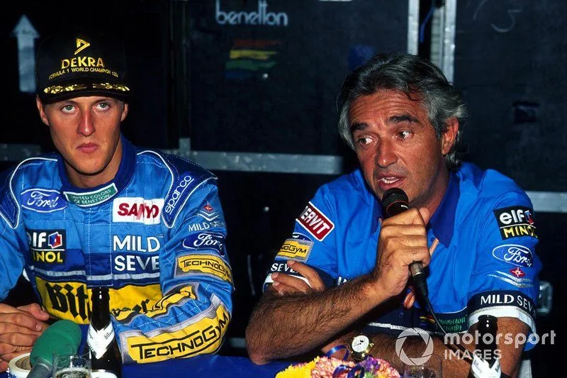 Michael Schumacher, Benetton and Benetton team manager Flavio Briatore