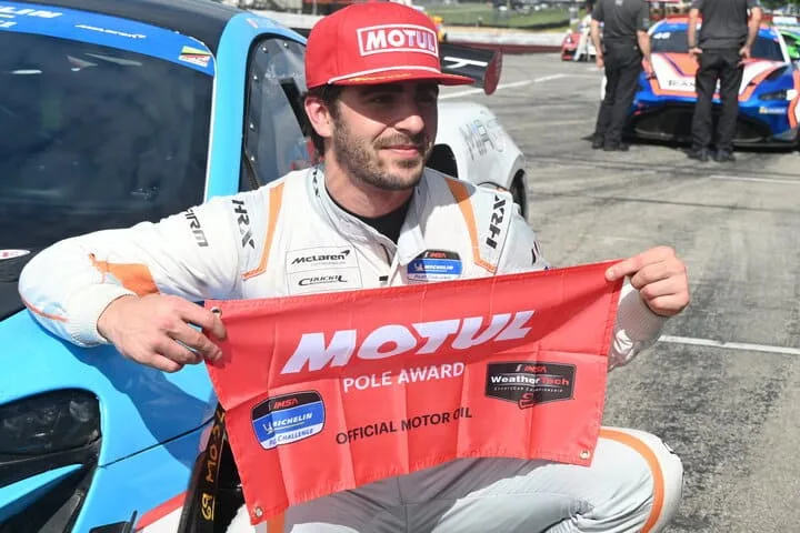 Michael de Quesada after winning the pole for the O'Reilly Auto Parts 4 Hours of Mid-Ohio, 6/8/2024 (Photo: Phil Allaway)
