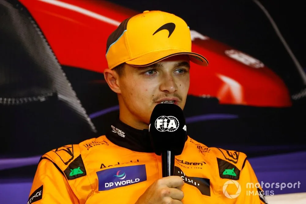 Lando Norris, McLaren F1 Team, in the post Qualifying Press Conference