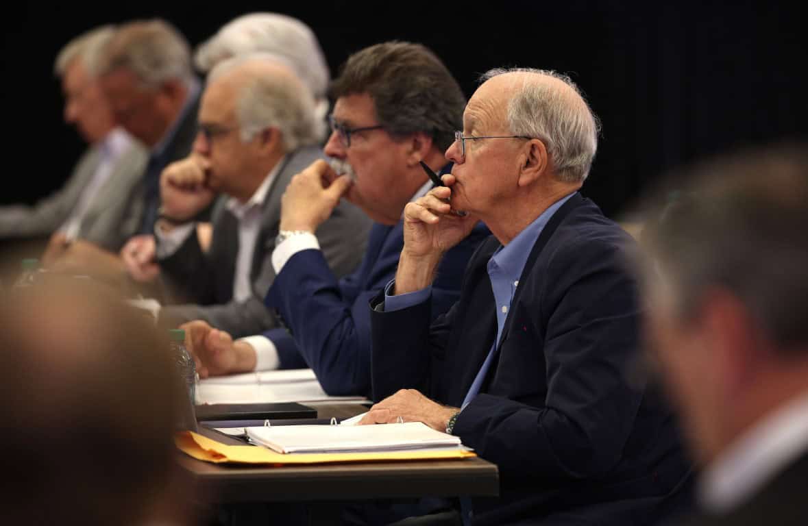 CHARLOTTE, NORTH CAROLINA - MAY 21: NASCAR Chairman and CEO Jim France looks on during NASCAR Hall of Fame Voting Day at Charlotte Convention Center on May 21, 2024 in Charlotte, North Carolina. CHARLOTTE, NORTH CAROLINA - MAY 21: NASCAR Chairman and CEO Jim France looks on during NASCAR Hall of Fame Voting Day at Charlotte Convention Center on May 21, 2024 in Charlotte, North Carolina. (Photo by Jared C. Tilton/Getty Images)