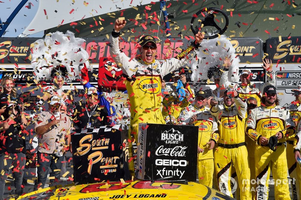 Joey Logano, Team Penske, Pennzoil Ford Mustang wins. 