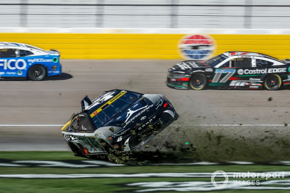 Tyler Reddick's car digs into the grass